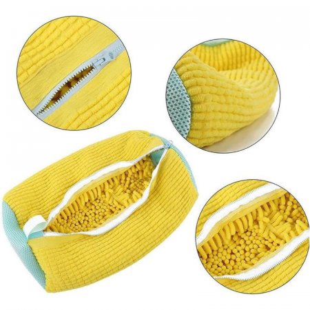 Sac Pentru Spalat Pantofi Sport in Masina de Spalat Premium SUPER TRENDS®, Reutilizabil, Din Poliester, cu Fermoar, 39 x 19 x 19 CM, Galben, Forma Dreptunghiulara [4]
