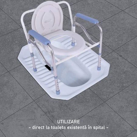 Scaun WC de Camera SUPER TRENDS, Pliabil, Inaltime Reglabila, Din Otel si Inox, Pentru Maxim 100 kg, Alb si Albastru [5]