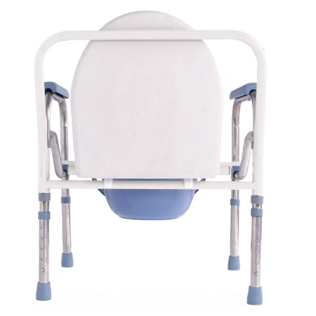 Scaun WC de Camera SUPER TRENDS, Pliabil, Inaltime Reglabila, Din Otel si Inox, Pentru Maxim 100 kg, Alb si Albastru [1]