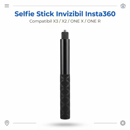 Selfie Stick Compatibil cu Insta 360 SUPER TRENDS® 70 cm Din Aliaj De Aluminiu, Selfie Stick Invizibil X3 X2 One X One R, Selfie Stick Aluminiu Profesional Cu Filet Standard, Suport Camera 360 Stabil Negru Obsidian Pentru Filmari 360° De Inalta Calitate [6]
