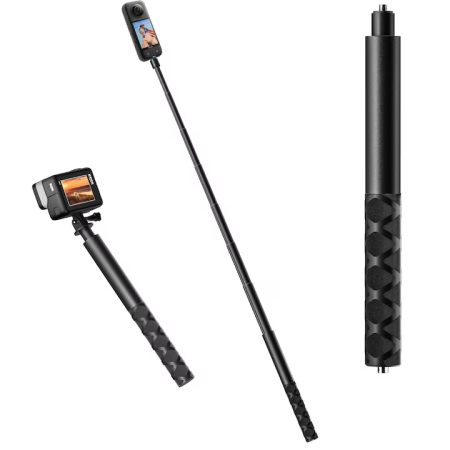 Selfie Stick Invizibil Super Trends® 22.5-120 cm Din Aliaj De Aluminiu, Selfie Stick Insta360 Compatibil Cu X3 X2 One X One R, Selfie Stick Aluminiu Extensibil Cu Filet Standard, Suport Camera 360 Sta