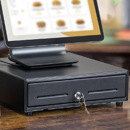 Sertar de Bani Pentru Case de Marcat SUPER TRENDS®, 4 Compartimente pentru Bancnote, 5 Compartimente pentru Monede, 2 Chei, 33 x 34 x 9 cm, Negru [3]