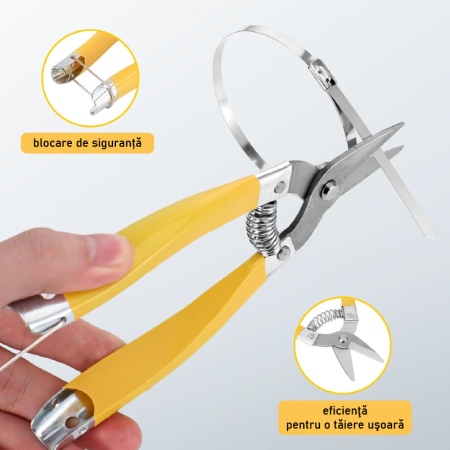 Set 100 Coliere din Inox (4,6 x 300 mm) SUPER TRENDS®, cu Foarfeca de Taiat, Galben, Argintiu [1]