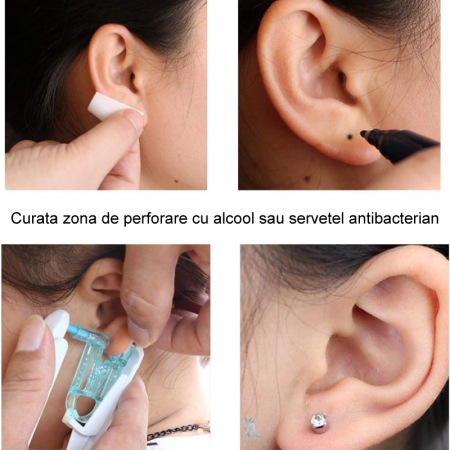 Set 2 Buc Dispozitiv Pentru Piercing Ureche Profesional SUPER TRENDS®, Steril, de Unica Folosinta, Albastru [3]