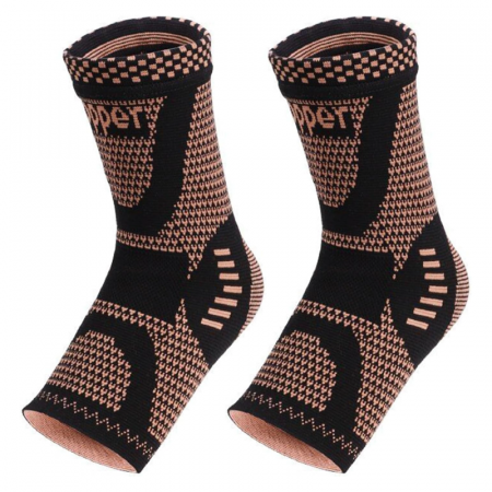 Ingrijire Personala - Set 2 Buc Suport Pentru Glezna cu Fir de Cupru Premium SUPER TRENDS®, Orteza Compresiva, Suport Elastic pentru Alergare, Sport, Uz Zilnic si Nocturn, Unisex, Pentru Barbati si Femei, Marime Universala