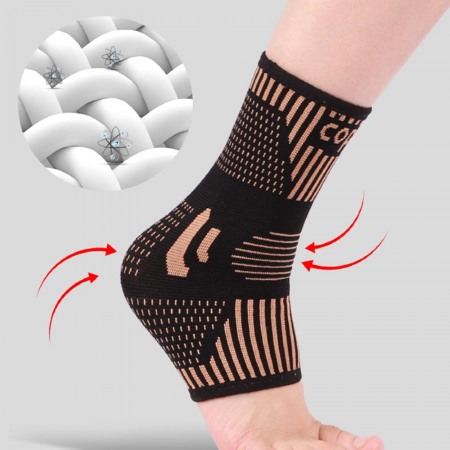 Set 2 Buc Suport Pentru Glezna cu Fir de Cupru Premium SUPER TRENDS®, Orteza Compresiva, Suport Elastic pentru Alergare, Sport, Uz Zilnic si Nocturn, Unisex, Pentru Barbati si Femei, Marime Universala [6]