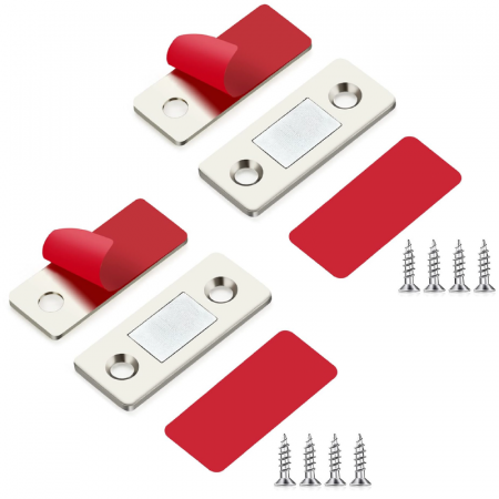 Produse - Set 2 Bucati Magneti Puternici Din Otel Inoxidabil Profesional SUPER TRENDS® Pentru Usi de Mobila, Usi Glisante, Bucatarie, Fereastra, Instalare: Autoadeziv Sau Suruburi