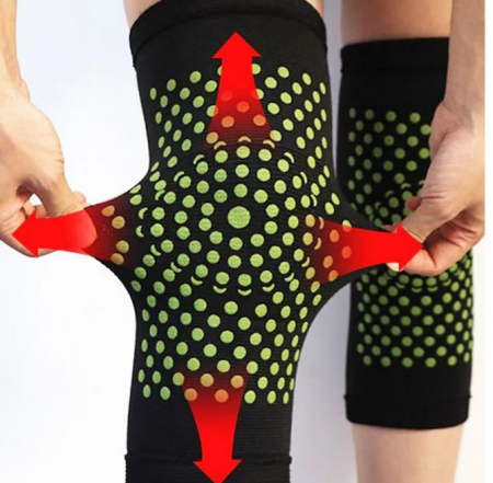 Set 2 Genunchiere Premium cu Auto-Incalzire, cu Turmalina SUPER TRENDS®, Elastice, Marime Universala, Unisex, Negru [1]