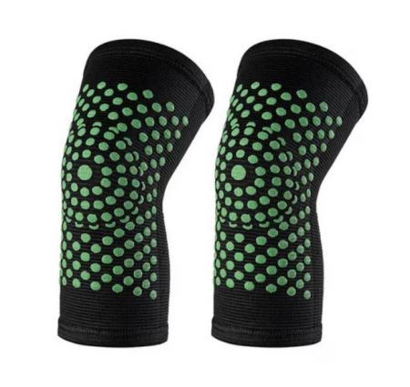 Ingrijire Personala - Set 2 Genunchiere Premium cu Auto-Incalzire, cu Turmalina SUPER TRENDS®, Elastice, Marime Universala, Unisex, Negru
