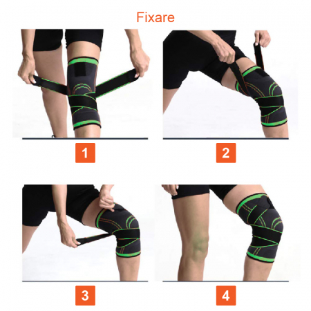 Set 2 Genunchiere Premium SUPER TRENDS®, Marime Universala, cu Bretele Pentru Sustinere, Negru-Verde [2]