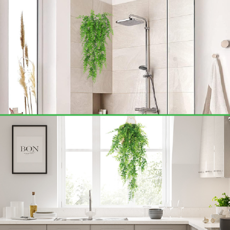 Set 2 Plante Artificiale Suspendate Tip Feriga SUPER TRENDS®, Decor Interior si Exterior, 70 cm, Verde [8]