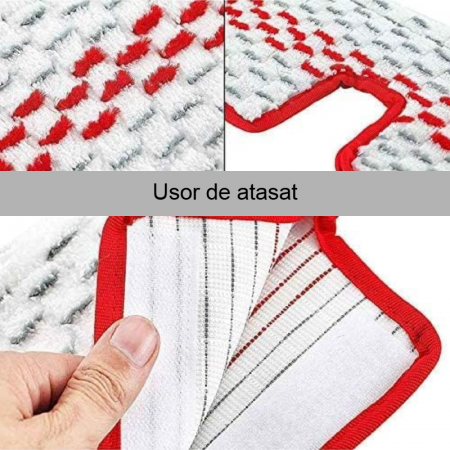 Set 2 Rezerve Mop Premium SUPER TRENDS® Compatibila cu Mop Vileda 1-2 Spray Max, Alb-Rosu [7]