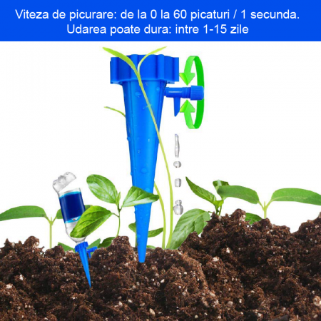 Set 12 Picuratoare Premium SUPER TRENDS®, cu Valva Pentru Irigare Plante, Material PVC, Albastru si Verde [1]