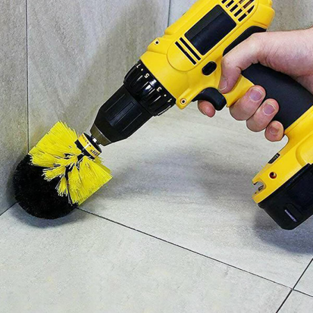 Set 3 Perii Rotative Din Plastic Profesional SUPER TRENDS®, Diferite Marimi, Pentru Curatare Profunda Autovehicule, Tapiterii, Placi de Faianta, Trepte de Piscina, Podele de Garaj, Galben-Negru [3]