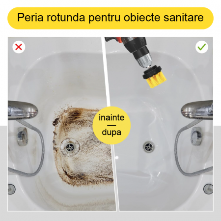 Set 3 Perii Rotative Din Plastic Profesional SUPER TRENDS®, Diferite Marimi, Pentru Curatare Profunda Autovehicule, Tapiterii, Placi de Faianta, Trepte de Piscina, Podele de Garaj, Galben-Negru [2]