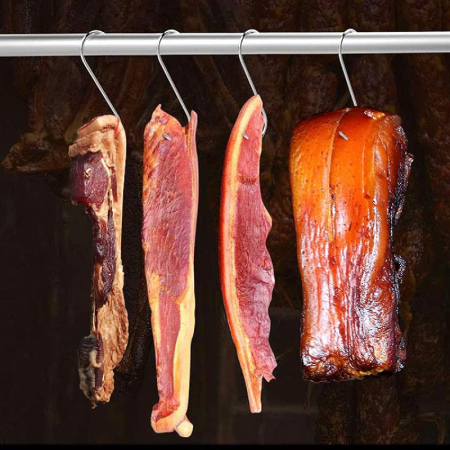 Set 30 Carlige din Inox Pentru Carne, Macelarie sau Afumatoare Premium SUPER TRENDS®, Pentru Suspendat Carnea, Pentru Toate Tipurile de Carne, Tip S, 130 x 40 x 2 mm, Argintiu [2]