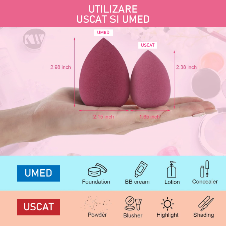 Set 4 Bureti de Machiaj SUPER TRENDS®, Roz, cu Cutie de Depozitare Din Plastic [7]