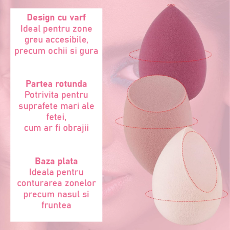 Set 4 Bureti de Machiaj SUPER TRENDS®, Roz, cu Cutie de Depozitare Din Plastic [4]