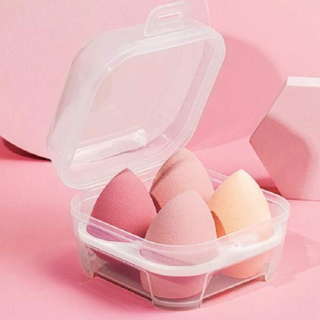 Set 4 Bureti de Machiaj SUPER TRENDS®, Roz, cu Cutie de Depozitare Din Plastic [2]