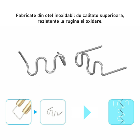 Set 500 Buc Capse SUPER TRENDS® pentru Pistol de Lipit, Sudura, Lipire Plastic, Model S, Grosime 0, 8 mm, Argintiu [5]