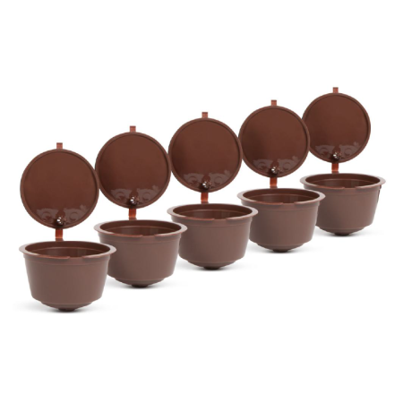 Casa & Gradina - Set 5X Capsule Cafea SUPER TRENDS®, Reincarcabile, Compatibile Dolce Gusto, Maro