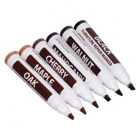 Set 6 Markere + 6 Creioane Pentru Reparat Mobila Profesionale SUPER TRENDS®, Ceara Naturala, Pentru Multiple Tipuri de Lemn, Multicolor [7]