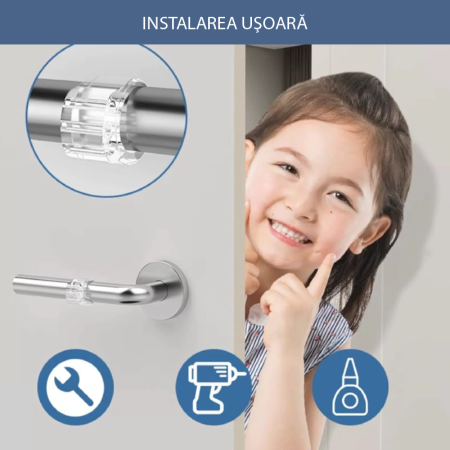 Set 6 Protectii (Opritoare) Pentru Manere de Usa SUPER TRENDS®, Silicon Transparent, PVC, 31x23x13mm, Gaura 18 mm [4]