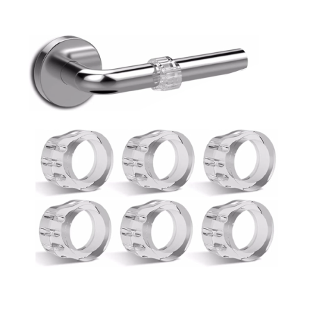 Set 6 Protectii (Opritoare) Pentru Manere de Usa SUPER TRENDS®, Silicon Transparent, PVC, 31x23x13mm, Gaura 18 mm [1]