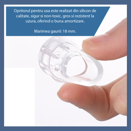 Set 6 Protectii (Opritoare) Pentru Manere de Usa SUPER TRENDS®, Silicon Transparent, PVC, 31x23x13mm, Gaura 18 mm [6]