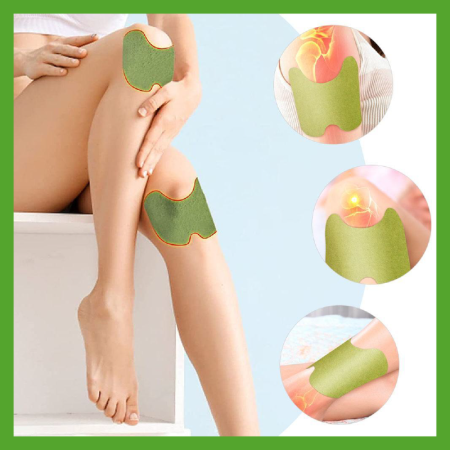 Set 120 Plasturi Din Plante Pentru Ameliorarea Durerii de Genunchi SUPER TRENDS®, cu Extract Natural de Pelin, Portabili, 13.50 x 10.00 x 0.20 cm, Verde [12]