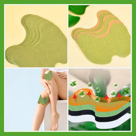 Set 120 Plasturi Din Plante Pentru Ameliorarea Durerii de Genunchi SUPER TRENDS®, cu Extract Natural de Pelin, Portabili, 13.50 x 10.00 x 0.20 cm, Verde [9]