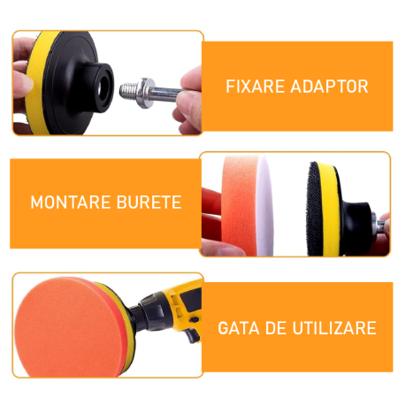 Set Bureti Polish si Ceruire Auto SUPER TRENDS®, Diametru 3 inch (76 mm), Grade Diferite de Duritate, 19 Piese [6]