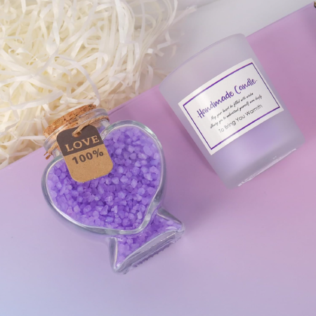 Set Cadou SPA Pentru Femei SUPER TRENDS®, 6 Piese, Cutie cadou, Cana Termos Din Inox, Lumanare Parfumata, Sare de Baie, Sapun, Bila Efervescenta Baie, Felicitare, Mov [3]