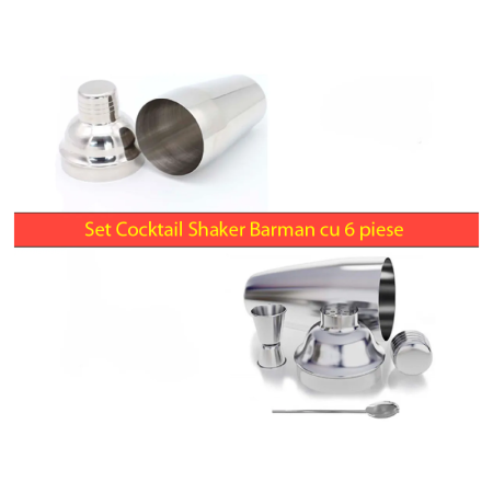 Set Cocktail Shaker Barman cu 6 piese SUPER TRENDS®, Inox, 750ml [4]