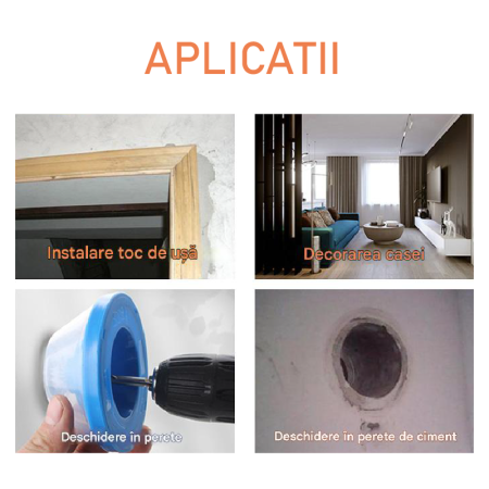 Set Colector de Praf Pentru Burghiu SUPER TRENDS®, Forma de Bol, Din PVC, cu Burete Antiderapant, 10x15x22 cm, Portocaliu [5]