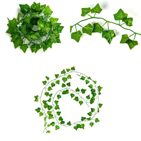 Set de 12 Ghirlande Iedera Artificiala SUPER TRENDS®, Matase si Plastic, Decor Interior si Exterior, Lungime Fir 210 cm, Verde [4]
