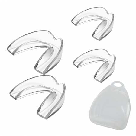 Ingrijire Personala - Set de 4 Gutiere Bruxism Premium SUPER TRENDS®, Aparatoare Dentara Pentru Somn, 4 Piese Modelabile, Opreste Scrasnitul Din Dinti, Husa de Calatorie