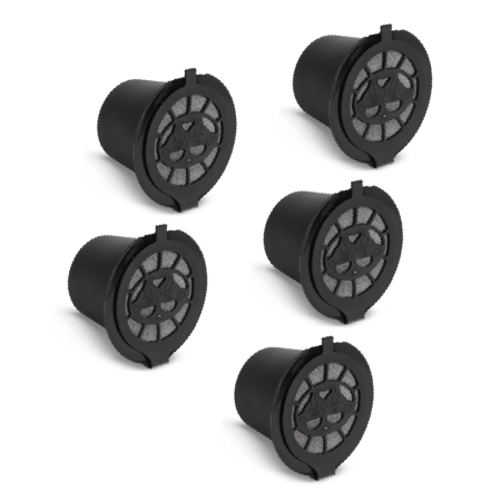 Casa & Gradina - Set de 5 Buc Capsule Cafea Reincarcabile SUPER TRENDS®, Compatibile cu Aparatele Nespresso, Negru