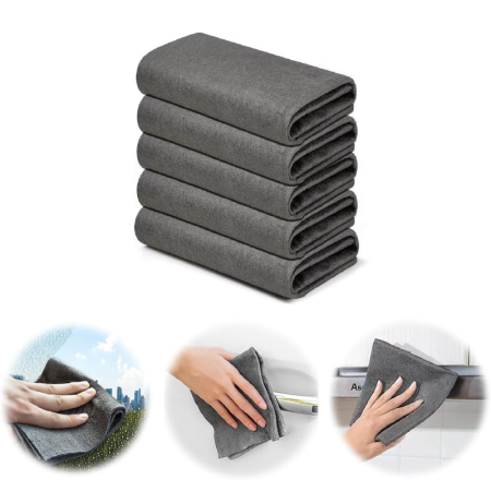 Set de 5 Lavete Pentru Curatare Fara Urme SUPER TRENDS®, Pentru Geamuri, Bucatarie, Baie, Masina, 30x30 cm, Gri [4]