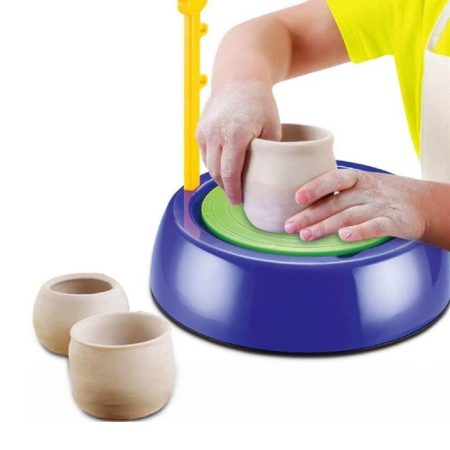 Set de Olarit si Pictat Pentru Copii SUPER TRENDS®, Roata de Olar cu Lut si Vopsele, Activitate Creativa pentru Copii +8 Ani, Mov, Verde [6]