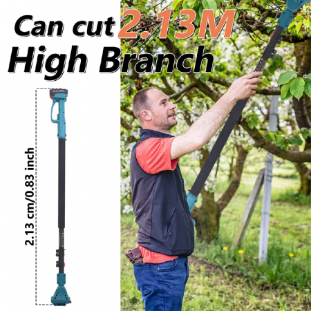 Set Mini Drujba cu Tija Telescopica Extensibila + Foarfeca de Gradina Profesionale SUPER TRENDS®, 2 Acumulatori 48V, 2 in 1 Pentru Taieri Precise in Gradina, Tija Extensibila de 2, 13 m [6]