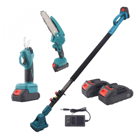 Produse - Set Mini Drujba cu Tija Telescopica Extensibila + Foarfeca de Gradina Profesionale SUPER TRENDS®, 2 Acumulatori 48V, 2 in 1 Pentru Taieri Precise in Gradina, Tija Extensibila de 2, 13 m
