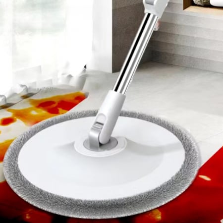 Set Mop Rotativ cu Doua Rezerve si Auto Spalare SUPER TRENDS®, Premium, Rotund, Compartimente Pentru Apa Curata si Murdara, Robinet de Scurgere a Apei si Consum Redus, Culoare Bej [10]