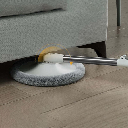 Set Mop Rotativ cu Doua Rezerve si Auto Spalare SUPER TRENDS®, Premium, Rotund, Compartimente Pentru Apa Curata si Murdara, Robinet de Scurgere a Apei si Consum Redus, Culoare Bej [11]