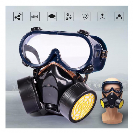 Set Ochelari si Masca de Protectie Profesionala SUPER TRENDS®, Pentru Lucrul in Mediu Chimic, 2 Filtre de Carbon Activ, Protectie Impotriva Vaporilor, Vopselei sau Prafului, Negru [4]