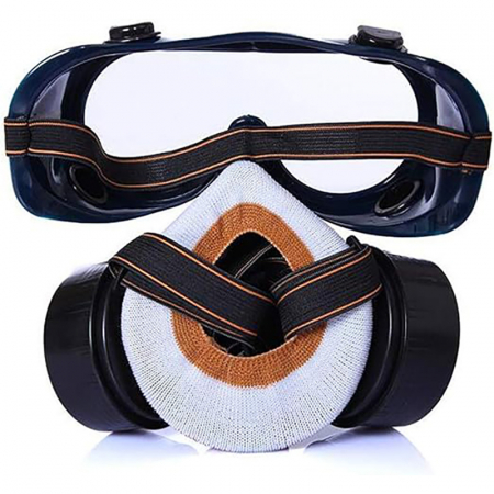 Set Ochelari si Masca de Protectie Profesionala SUPER TRENDS®, Pentru Lucrul in Mediu Chimic, 2 Filtre de Carbon Activ, Protectie Impotriva Vaporilor, Vopselei sau Prafului, Negru [2]