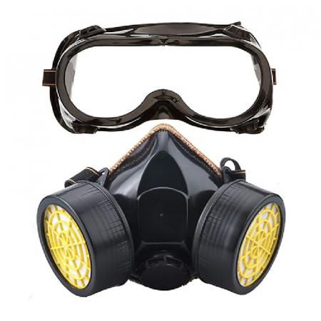 Produse - Set Ochelari si Masca de Protectie Profesionala SUPER TRENDS®, Pentru Lucrul in Mediu Chimic, 2 Filtre de Carbon Activ, Protectie Impotriva Vaporilor, Vopselei sau Prafului, Negru