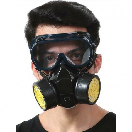 Set Ochelari si Masca de Protectie Profesionala SUPER TRENDS®, Pentru Lucrul in Mediu Chimic, 2 Filtre de Carbon Activ, Protectie Impotriva Vaporilor, Vopselei sau Prafului, Negru [6]
