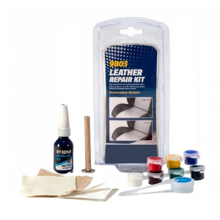 Auto - Set Pentru Reparare Piele si Vinil Profesional SUPER TRENDS®, 7 Culori de Baza, Reface Gauri, Fisuri, Taieturi, Lovituri