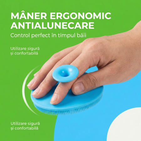 Set Perie De Baie Si Pieptan Bebelusi SUPER TRENDS® Din Silicon Moale, Perie Si Pieptan Bebe Cu Maner Ergonomic, Perie Si Piapten Bebelusi Pentru Indepartarea Crustelor De Lapte, Set Ingrijire Bebelusi Verde Albastru, Set Ingrijire Bebe Hipoalergenic [5]